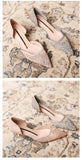 Lkblock Women's Wedding Bridal Shoes 2021 New Crystal Elegant Pointed Toe Medium Heel Sexy Women's Party Shoes Pumps Women Shoes