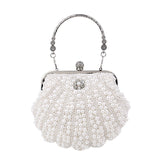 Lkblock  beaded wedding bridal evening bags hollow fashion women clutch pearl diamonds handbags shell design for party diner purse