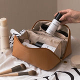 Lkblock Large-Capacity Makeup Bag Leather Cosmetic Bag Women Multifunction Toiletries Organizer Portable Travel Waterproof Storage Case