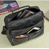 Lkblock Coffee Men Genuine Leather Shoulder Bag Male Cowhide Leather Handbags Men's Large Zipper Messenger Bag Travel Tablet Bag Tote
