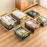 Lkblock Foldable Storage Box Stackable Sundries Snack Storage Bins Movable Closet with Roller for Clothing Books Make-Up Toy Organizer
