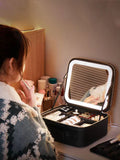 Lkblock Cosmetic Case Make up Bag Women's Handbags Smart LED Light Mirror Makeup Organizers Storage Box Bags Travel Beauty Toiletry Kit
