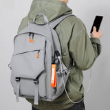 Lkblock Men's Waterproof Backpack Simple Solid Urban Man USB Backpacks for Men Lightweight Commuter Laptop Backpack Trend School Bag