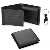 Lkblock Genuine Leather Wallet Men Classic Black Soft Purse Coin Pocket Credit Card Holder