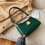 Lkblock Solid Color PU Leather Shoulder Bags For Women 2022 hit Lock Handbags Small Travel Hand Bag Lady Fashion Bags