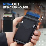 Lkblock Rfid Smart Wallet Card Holder Metal Thin Slim Men Women Wallets Pop Up Minimalist Wallet Small Black Purse Metal Vallet
