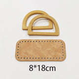 Lkblock 1Set  New Wooden Handles with Leather Bag Bottom Handmade Material Woven-bag Handbags Knit Bags DIY Sewing Accessories