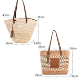 Lkblock 2023 Summer Straw Beach Basket Bag Fashion Women Rattan Shoulder Bag Large Capacity Woven Hand-made Handbag Female Purse Totes