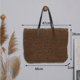 Lkblock Hot fashion Simple hollow beach bags women straw bag vintage knitted big tote bags shoulder bags