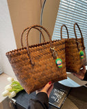 Lkblock Spring Summer Tote Handbag For Women Large Capacity Fashion Big Designer Luxury Weave Straw Shopping Travel Bags Ladies new