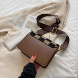 Lkblock Checkerboard Mini Fabric Flap Crossbody Sling Bags for Women Luxury Brand Design Handbag Simple Shoulder Bag Handbags Tiny