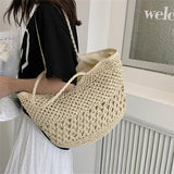 Lkblock Casual Design Straw Weave Bags Trend Luxury Women Shoulder Bag Fashion Female Beach Handbags Large Capacity Travel Tote Bag Sac