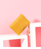 Lkblock Brand Yellow Women Wallet Soft PU Leather Female Purse Mini Hasp Card Holder Coin Short Wallets Slim Small Purse Zipper Keychain