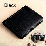 Lkblock Genuine Leather Rfid Protection Wallets for Men Vintage Thin Short Multi Function ID Credit Card Holder Money Bag