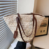 Lkblock 2023 Summer Straw Beach Basket Bag Fashion Women Rattan Shoulder Bag Large Capacity Woven Hand-made Handbag Female Purse Totes
