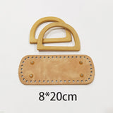 Lkblock 1Set  New Wooden Handles with Leather Bag Bottom Handmade Material Woven-bag Handbags Knit Bags DIY Sewing Accessories