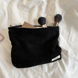 Lkblock Corduroy Women Cosmetic Bag Cotton Cloth Makeup Pouch Hand Travel Bag Lipstick Organizer Cases Fashion Zipper Clutch Phone Purse