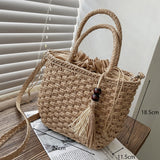 Lkblock Retro Top Handle Design Crossbody Bag for Women Branded Simple Summer Straw Woven Handbags Female Hollow Basket Shoulder Bags
