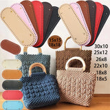 Lkblock 10 Sizes Handmade Oval Bottom for Knitted Bag PU Leather Wear-Resistant Accessories Bottom with Holes Diy Crochet Bag Bottom