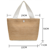 Lkblock Elegant Ladies Straw Woven Handbag Women Holiday Beach Casual Tote Top-Handle Bags Fashion Retro Shoulder Bags 2022