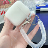 Lkblock Case For Airpods 1/2/3 Silicone Solid Color Protective Earphone Cover For Apple Air Pods Pro with Spring Fexible Chain Keyring