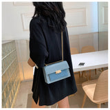 Lkblock autumn and winter new leather chain flap small square bag casual all-match one-shoulder diagonal bag