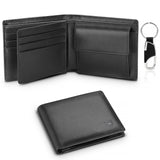 Lkblock Genuine Leather Wallet Men Classic Black Soft Purse Coin Pocket Credit Card Holder