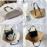 Lkblock Casual Handmade Straw Bag Portable Shoulder Tote Ladies Holiday Beach Large Capacity Woven Handbag New Women Braided Basket Bag