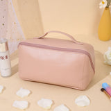 Lkblock Women Travel Cosmetic Bag PU Leather Make Up Pouch Large-capacity Travel Wash Toiletry Organizer Purse Cosmetic Bag Storage Bag