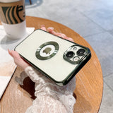 Lkblock Luxury Transparent Plating Logo Hole Case for iPhone 11 Pro Max Glass Camera Protector Cover for iPhone 12 13 Pro Max Xs 7 8Plus